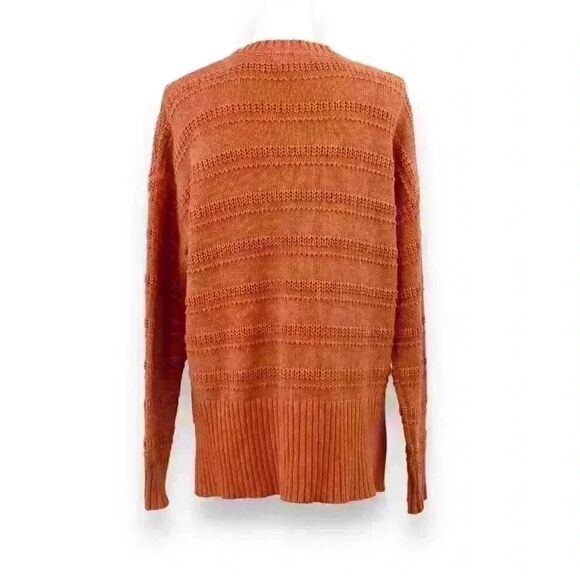 Cupcakes and Cashmere Orange Crew Neck Knitted Long Sleeve Sweater Size Medium - Picture 2 of 8